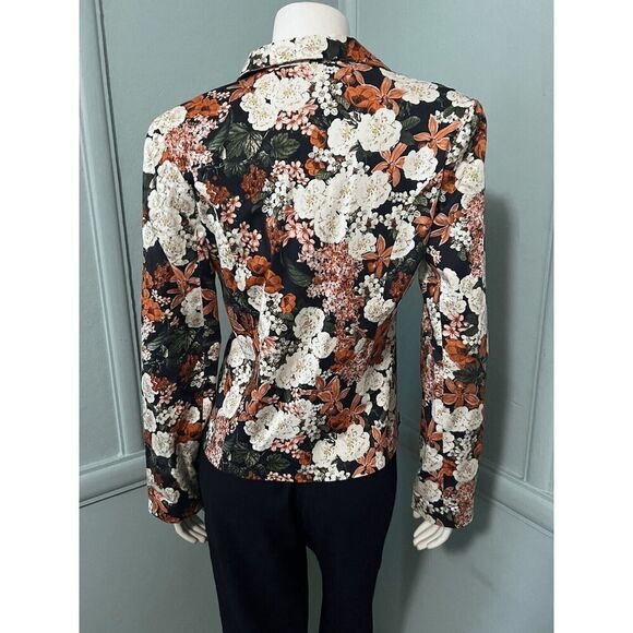 Valentine Gauthier Paris Womens Small Floral Blazer Unique Tab Button Closure - Picture 4 of 9